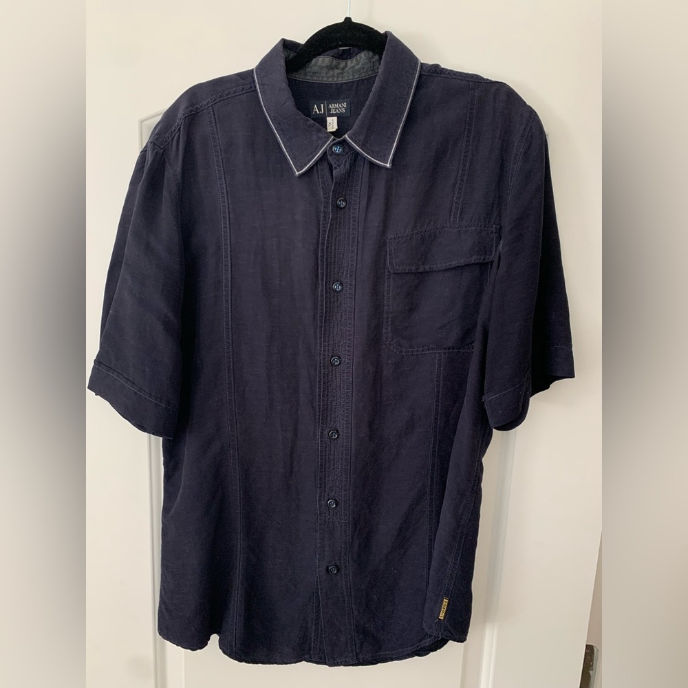 Mens navy XL Armani Jeans button up shirt